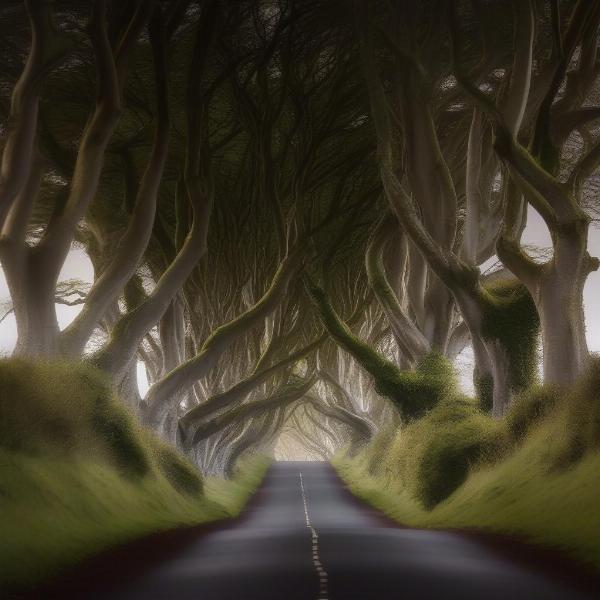 The Dark Hedges as the King's Road in Game of Thrones, a popular filming location