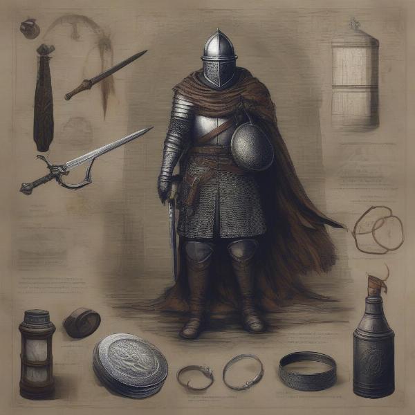 Recurring Characters and Items in Dark Souls: Illustration of recurring items and characters in the series