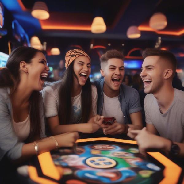 Enjoying Dave & Buster's with Friends