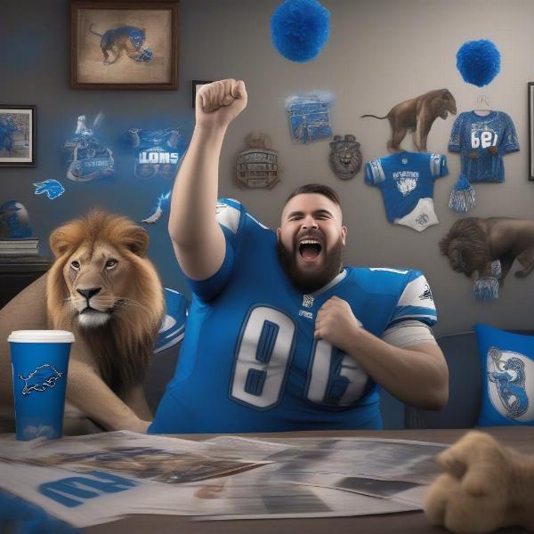 Detroit Lions Fan Watching Game