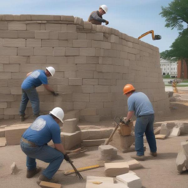 Citizens of District 2 Engaged in Masonry Work