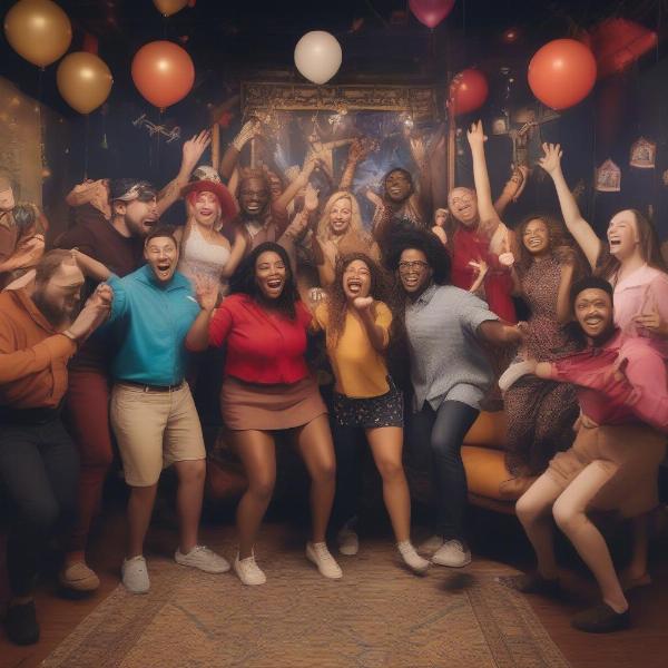 A Diverse Group Escaping a Themed Escape Room