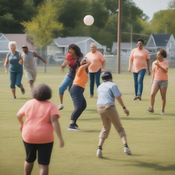 Diverse Group Playing Kickball