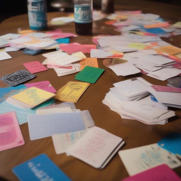 Colorful do or drink dare cards on a table
