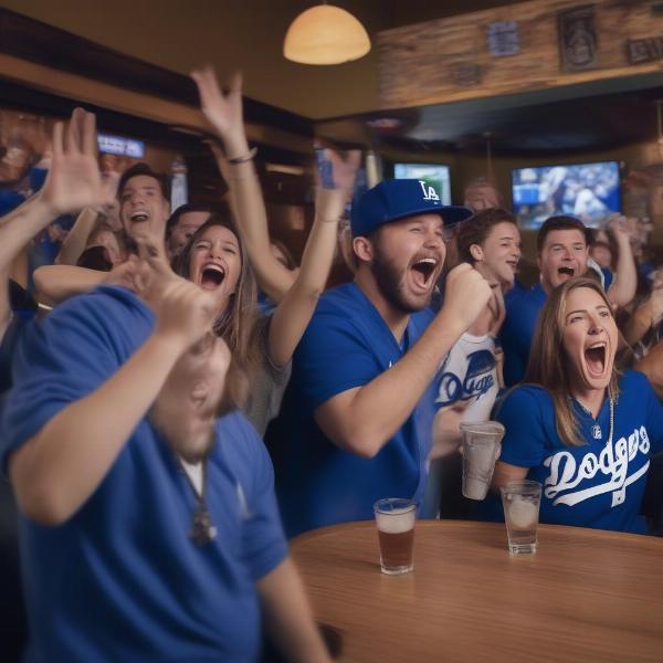 Dodgers Fans Watching Game at a Bar