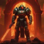 Doom Eternal Slayer standing before the gates of Hell