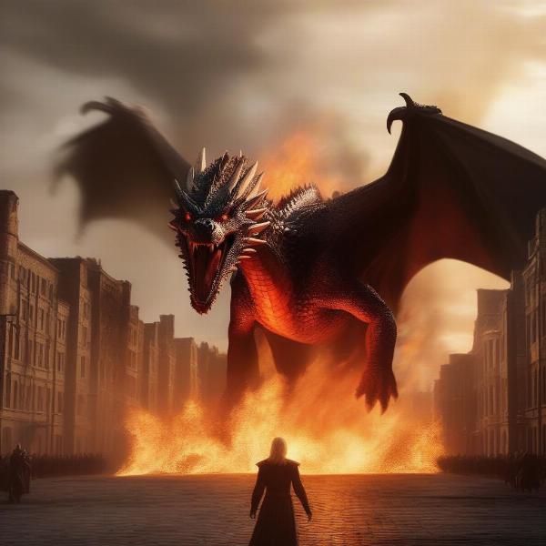 Drogon breathes fire and destroys King's Landing in Game of Thrones