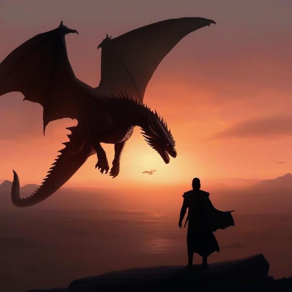 Drogon flying east with Daenerys