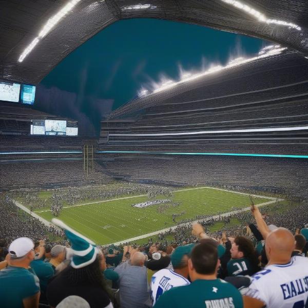 Eagles and Cowboys Fans in a Stadium During a Game