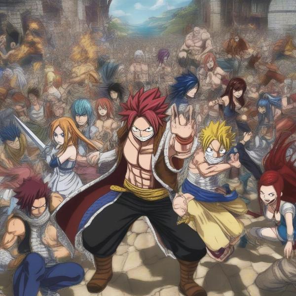 Fairy Tail Team A and B competing in the Hidden event on day one of the Grand Magic Games.