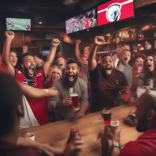 Falcons Fans Enjoying the Game at a Sports Bar
