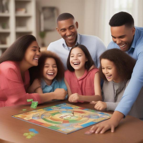 Family Playing Are You Smarter Than a 5th Grader? Board Game