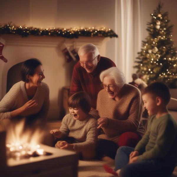 Family Playing Christmas Games Together