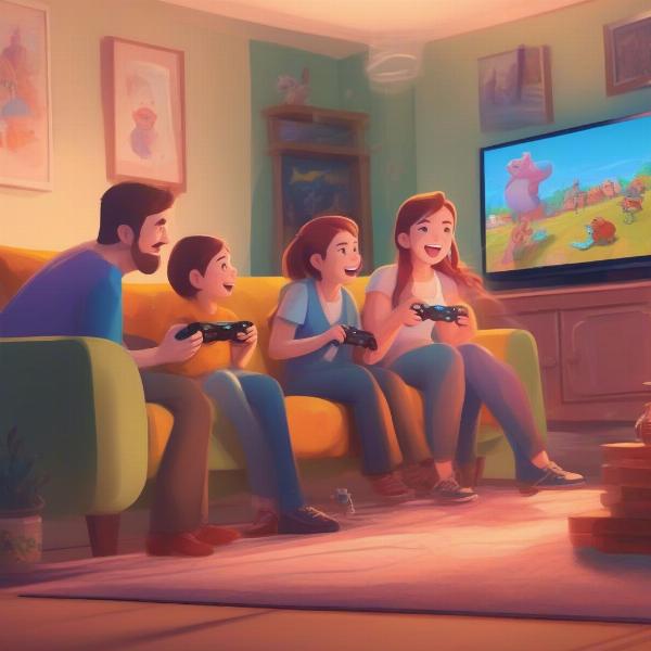 Family Playing Video Games Together