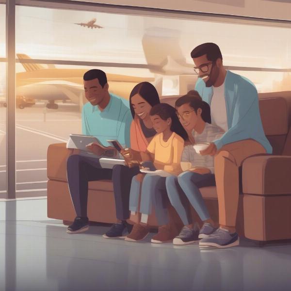 Family Watching a Bowl Game on a Tablet