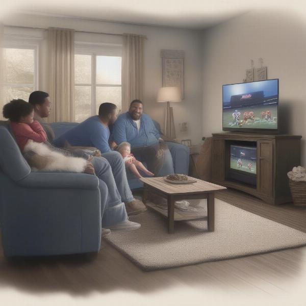 Family Watching Colts Game at Home