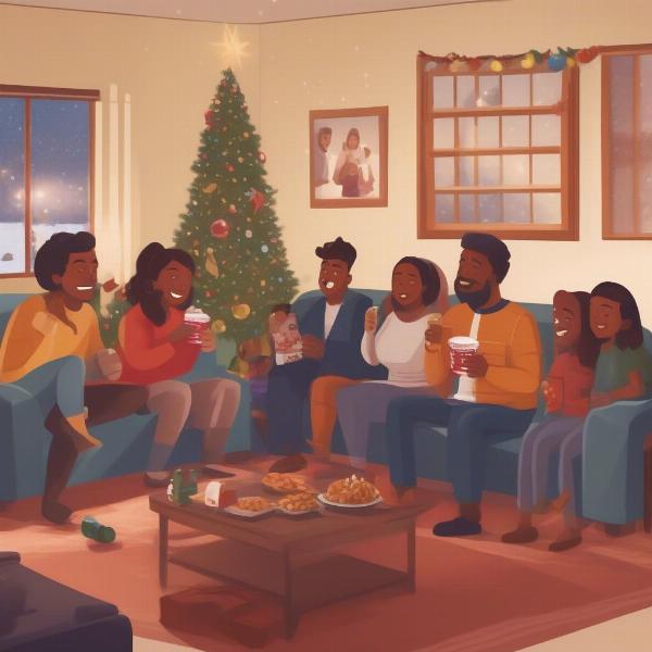 Family Watching Football on New Year's Eve