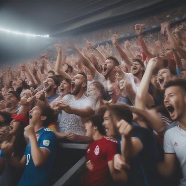 Fans Celebrating Goals in a High-Scoring Match