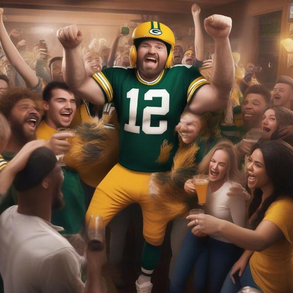 Fans Cheering at a Packers Lions Watch Party