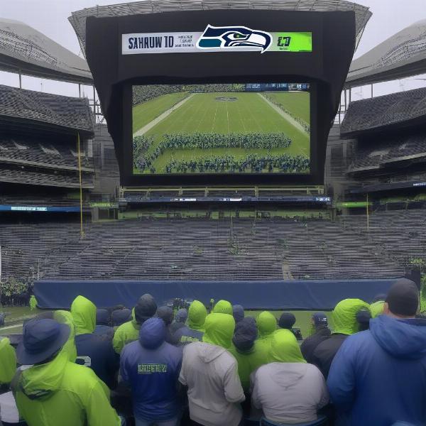 Fans patiently waiting for Seahawks game to resume after weather delay
