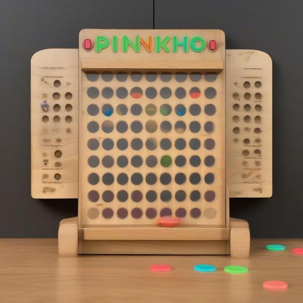 Completed DIY Plinko Board with Custom Design and Scoring System
