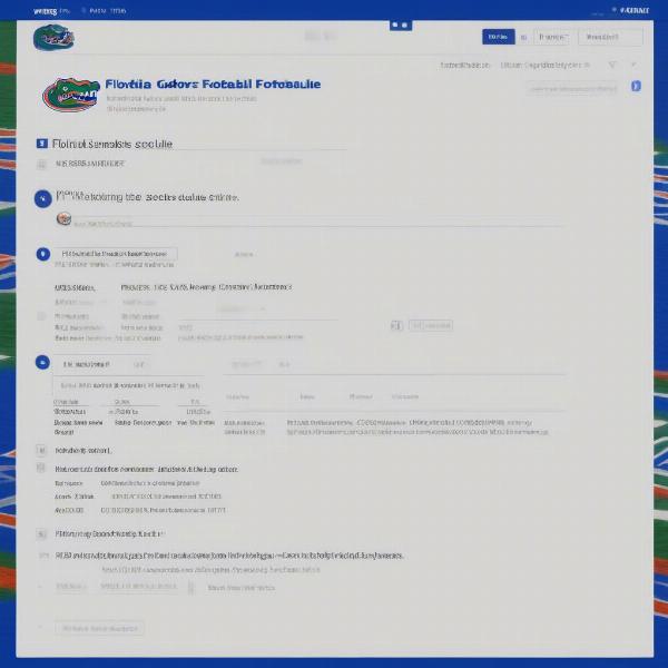 A computer screen showing "TBA" for Florida Gators Game Time