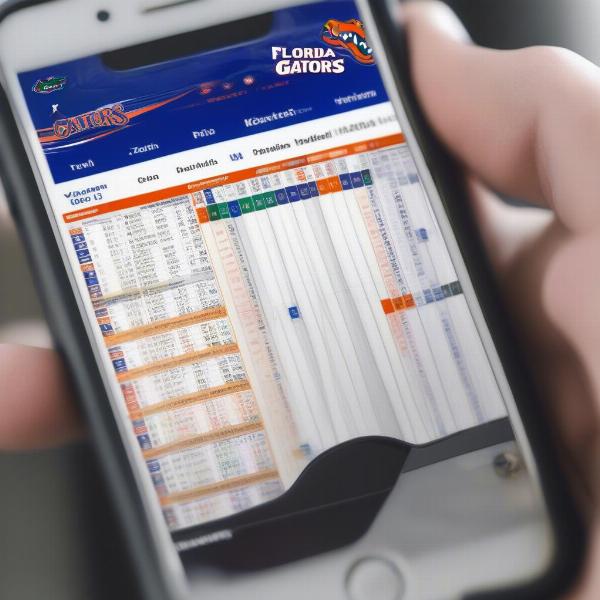 Florida Gators Football Schedule on a Mobile Phone