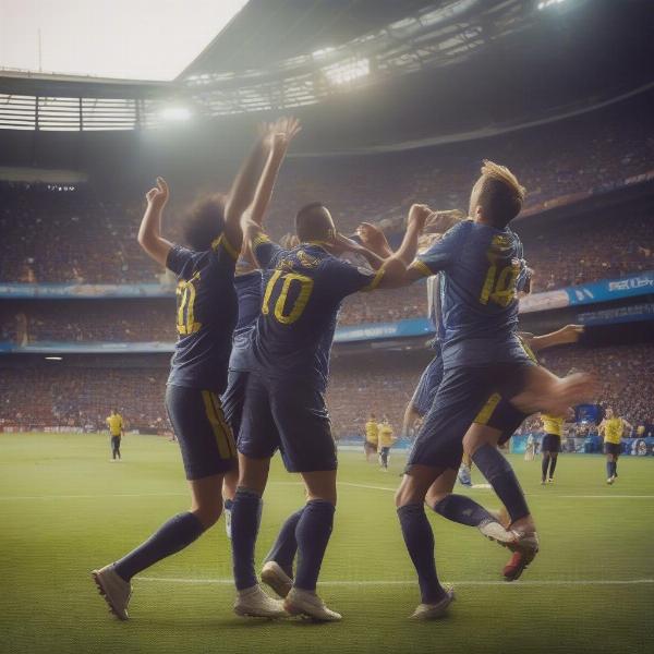 Football Fans Celebrating a Goal Fest