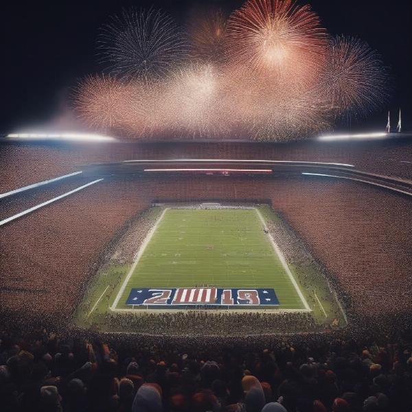 Football Fans Cheering on New Year's Eve