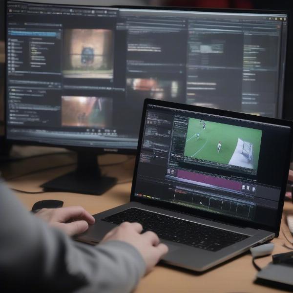 Editing Football Game Footage on a Laptop