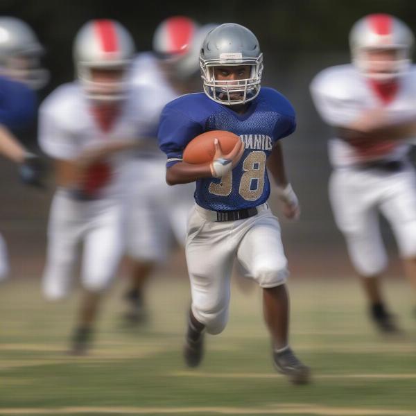 Freshman Football Player Running With the Ball 