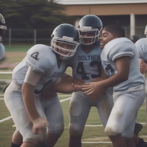 Freshman Football Team Celebrating Victory