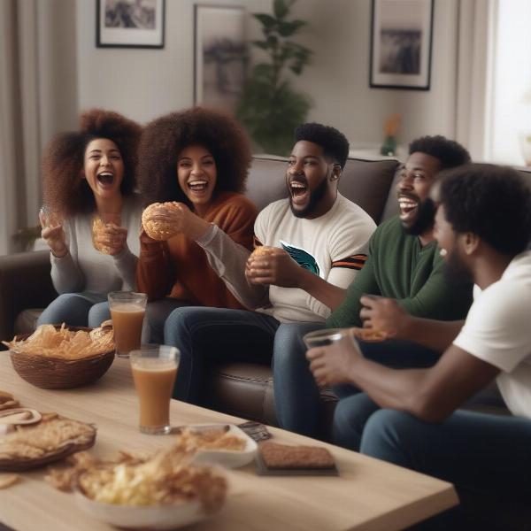 Friends Enjoying the Eagles Giants Game