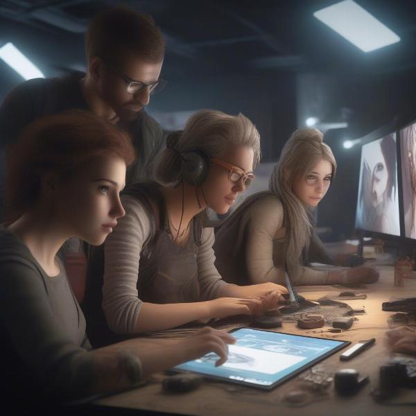 Game Artists Creating Character Models