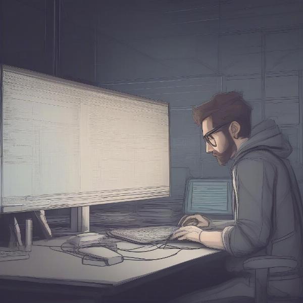 Game Developer Working on Lighting and Darkness in a Game Engine