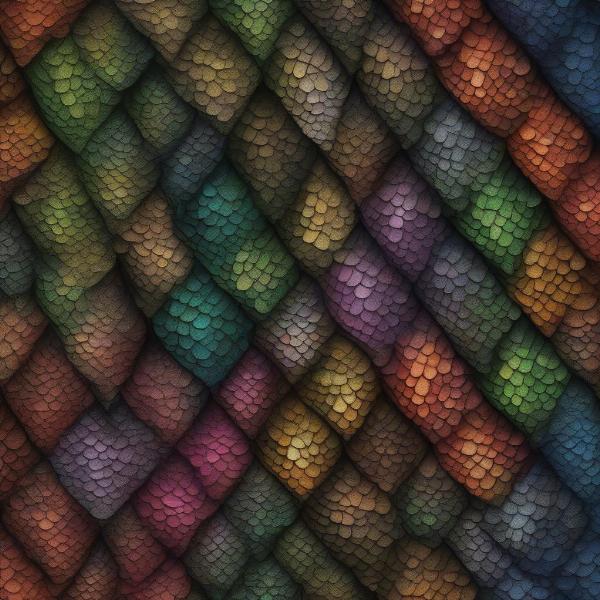 Variety of dragon scales showcasing different colors and sizes