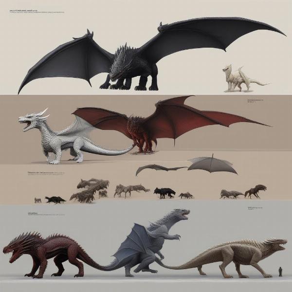 Drogon's immense size compared to other creatures