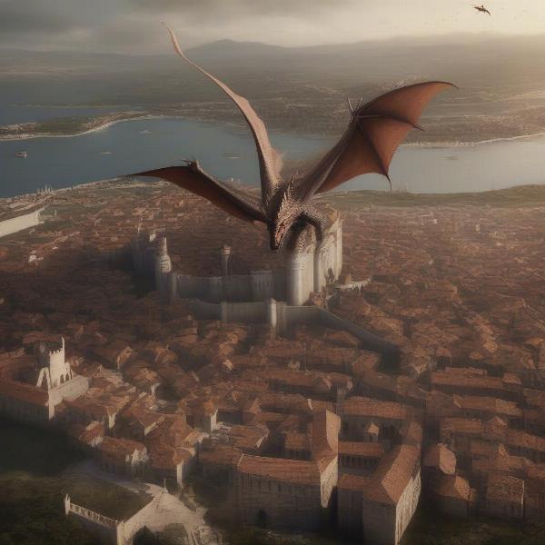 Game of Thrones Dragons Flying Over King's Landing