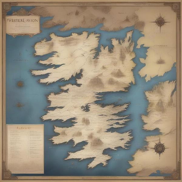 Map of Westeros with Major Locations Marked