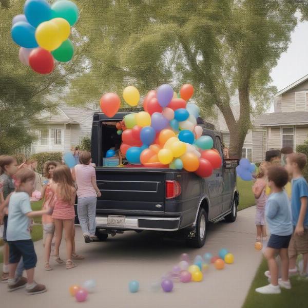 Game Truck Entertaining Kids at Birthday Party