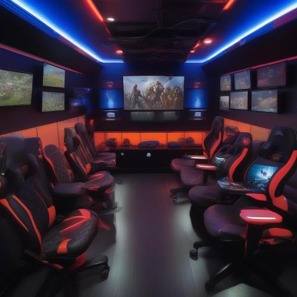 Game Truck Interior with Multiple Gaming Stations