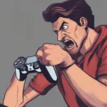 Gamer experiencing frustration while holding a game controller