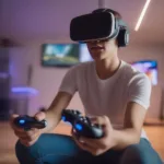 Gamer sweating while playing VR game