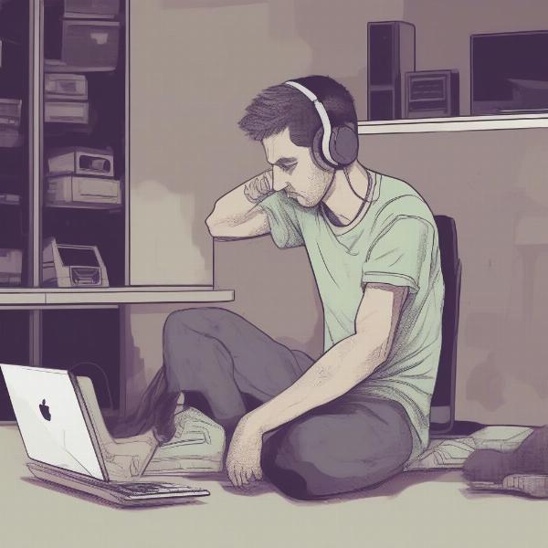 Gamer taking a break from playing video games.