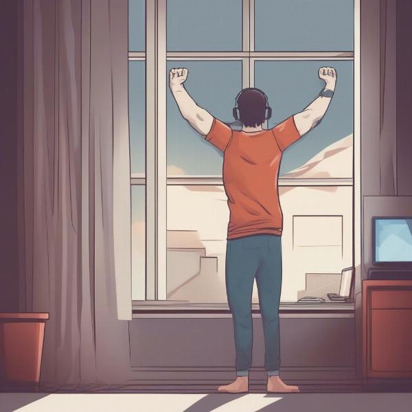 Gamer taking a break from gaming to relax and de-stress