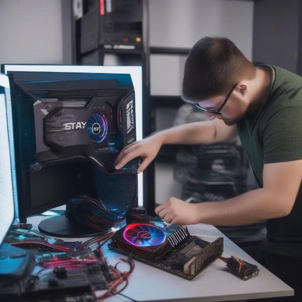 Gamer upgrading computer hardware