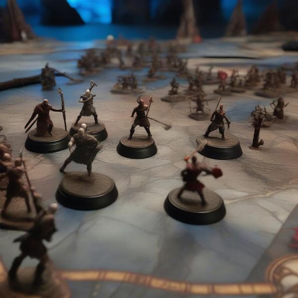 Intense Combat Scenario in God of War Board Game