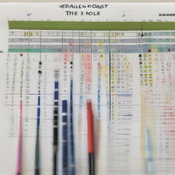 Golf Scorecard with Pars, Bogeys, and Birdies