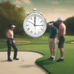 Golfers playing on a course, highlighting the time factor