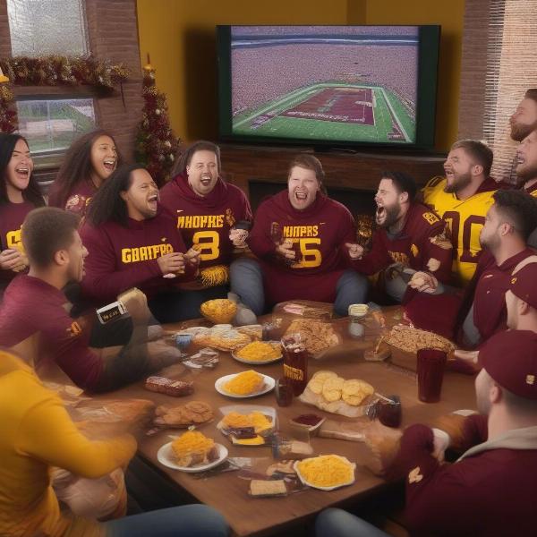 Gopher Football Fans Watching the Game Together